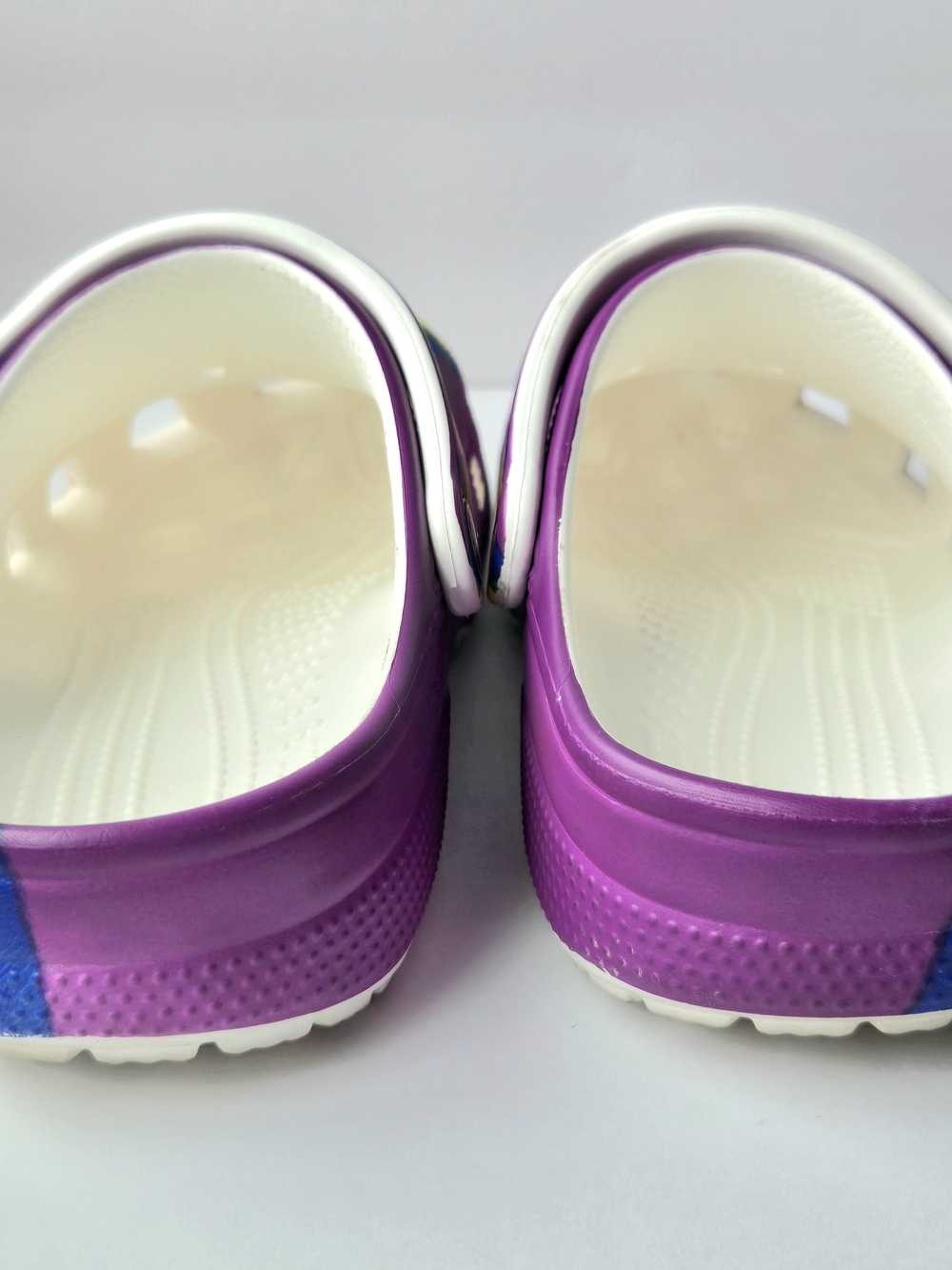 Crocs Ltd Edition Rainbow Purple Classic High Block Clogs Comfort Slip On Shoes - Picture 5 of 8